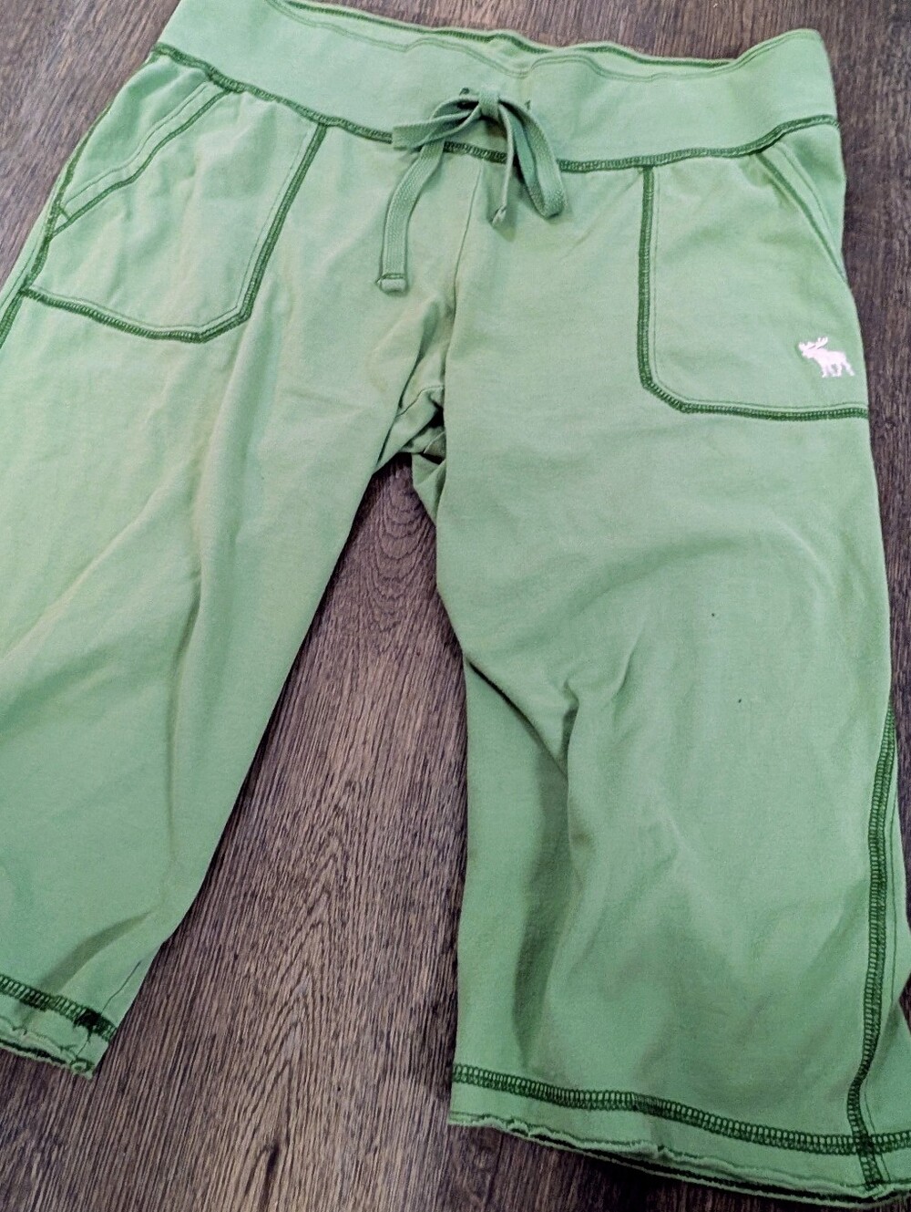 Abercrombie & Fitch Vintage Y2K Olive Green Womens Drawstring Capros